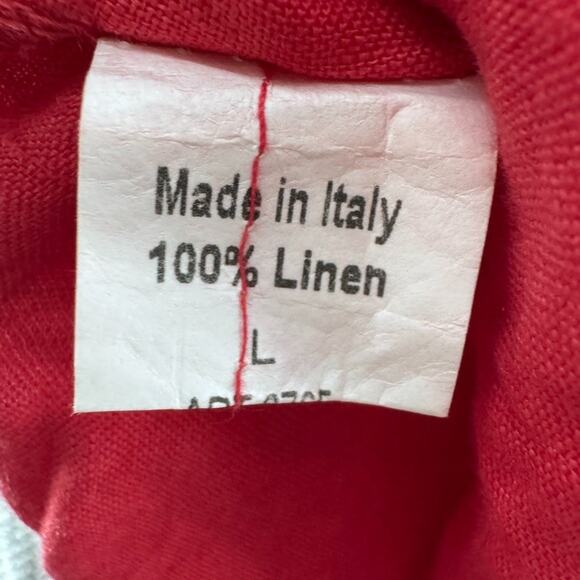 Terzo Millennio Dress Womens L Red Linen Tank Maxi Tiered Boat Neck Sleeveless - Picture 8 of 14